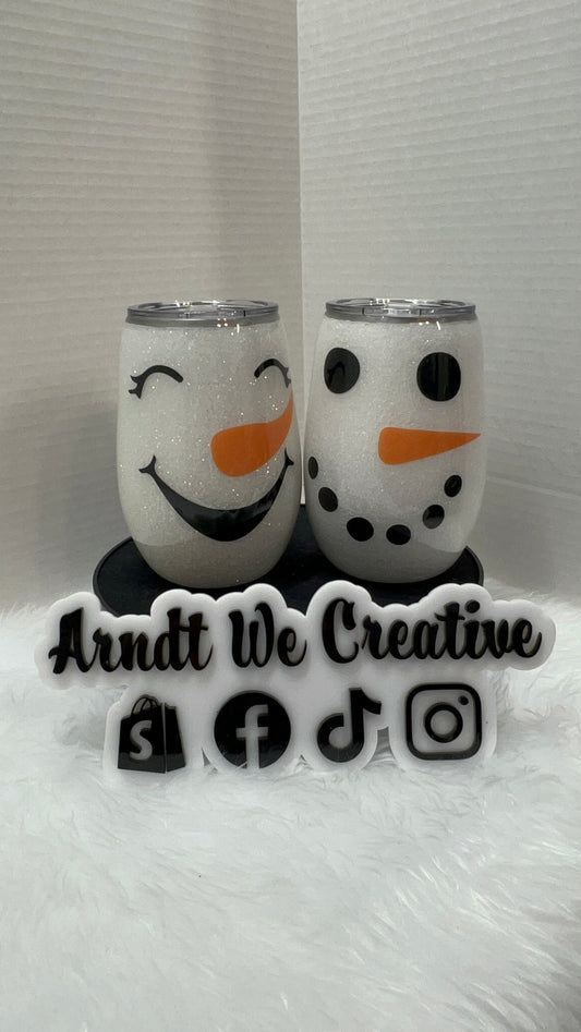 Ready to Ship - 14oz Stemless Wine Tumbler (Mr. & Mrs. Snowman)