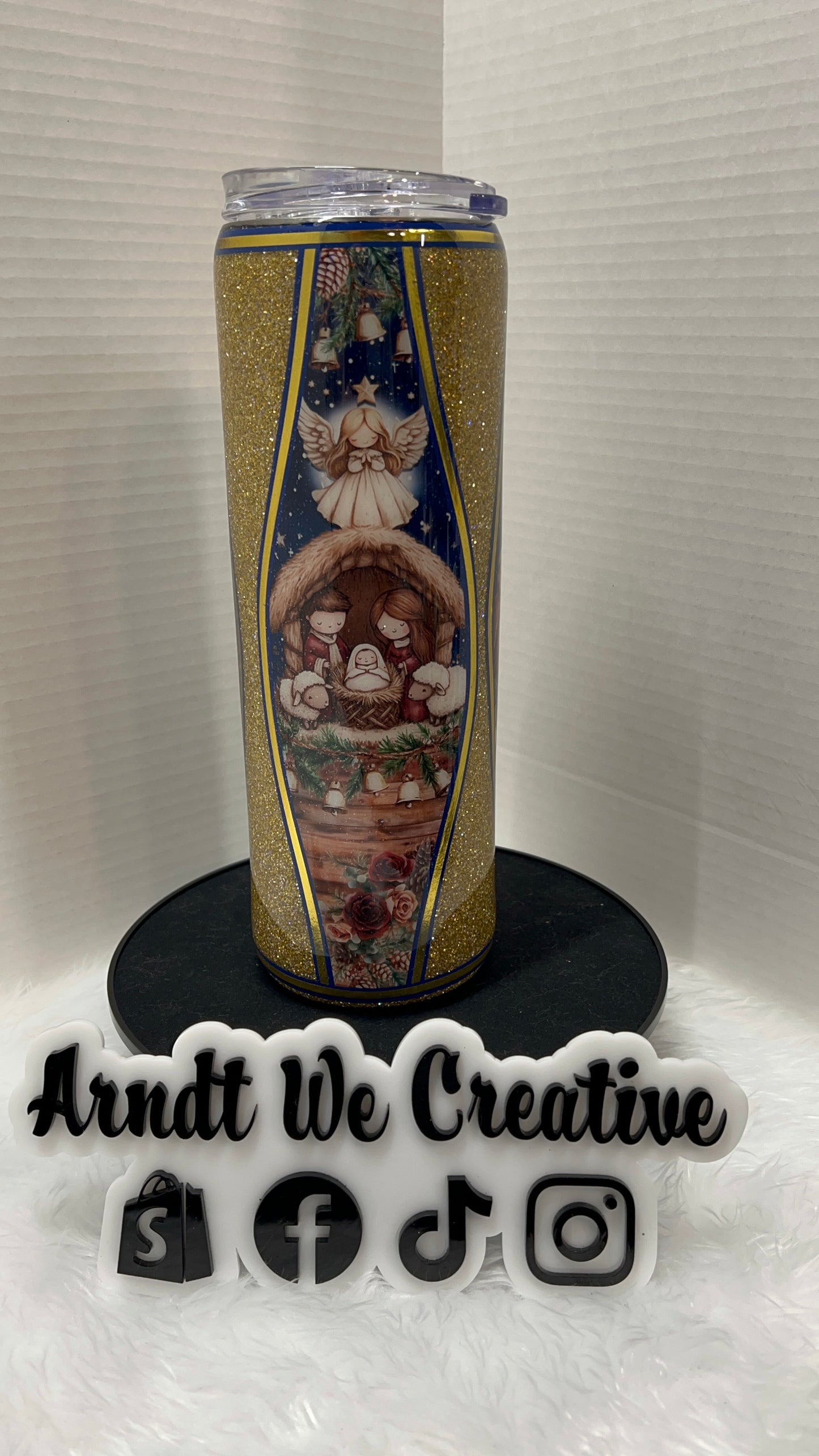 Ready to Ship - 30oz Skinny Tumbler (Christmas Hourglass Nativity)