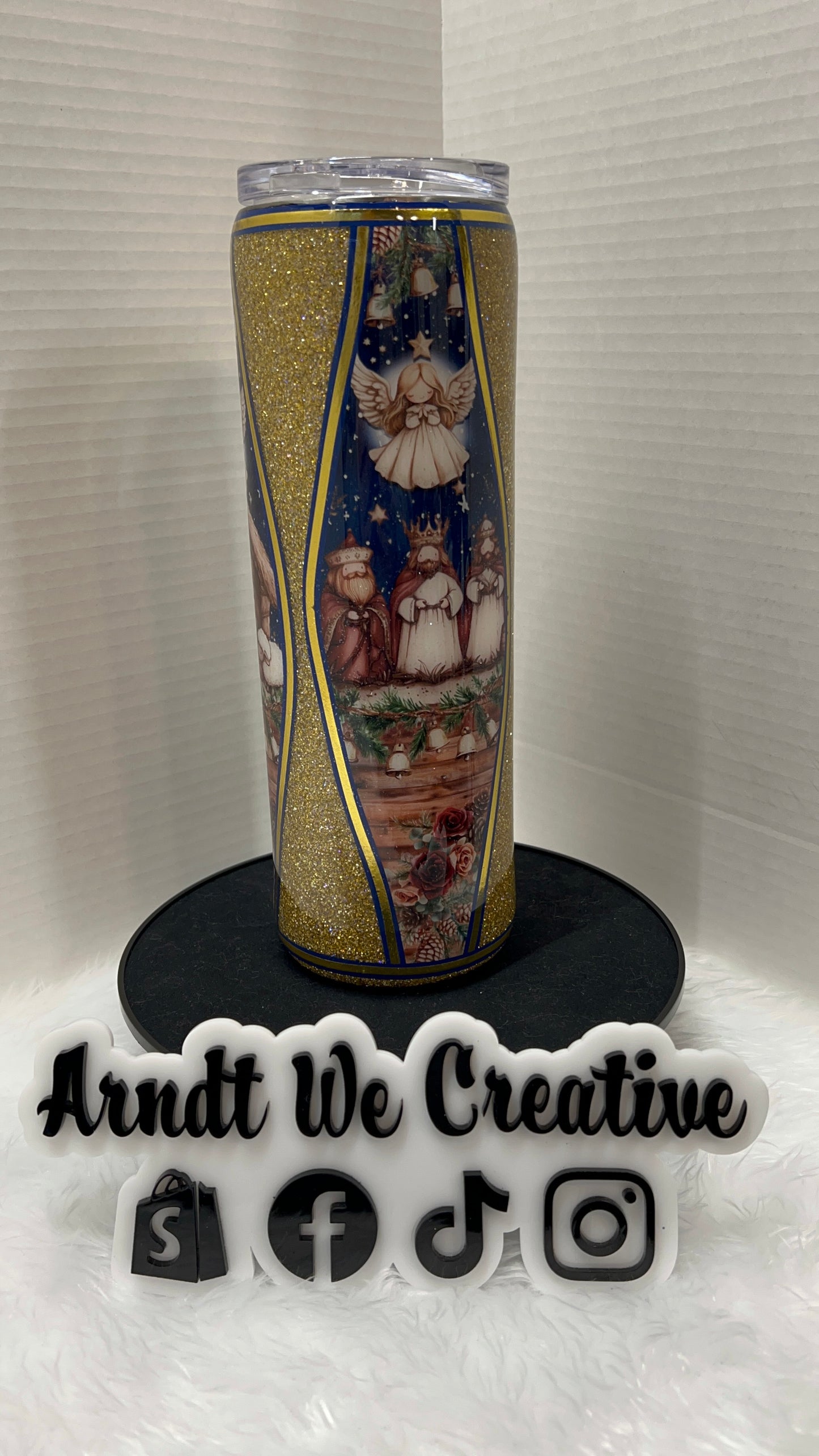 Ready to Ship - 30oz Skinny Tumbler (Christmas Hourglass Nativity)