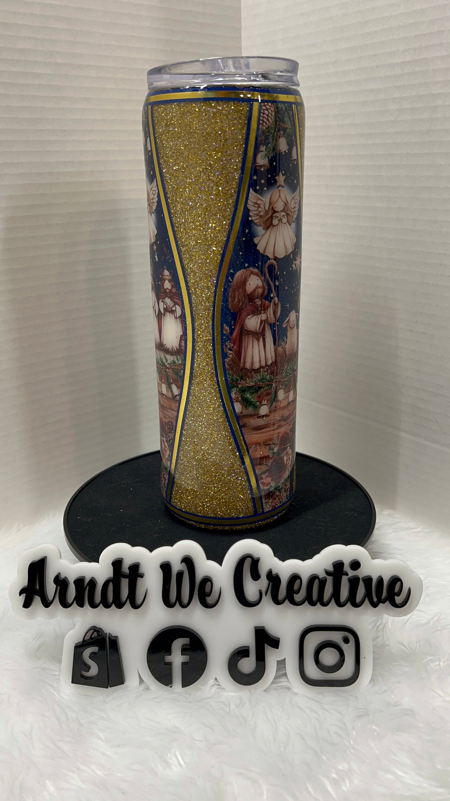 Ready to Ship - 30oz Skinny Tumbler (Christmas Hourglass Nativity)
