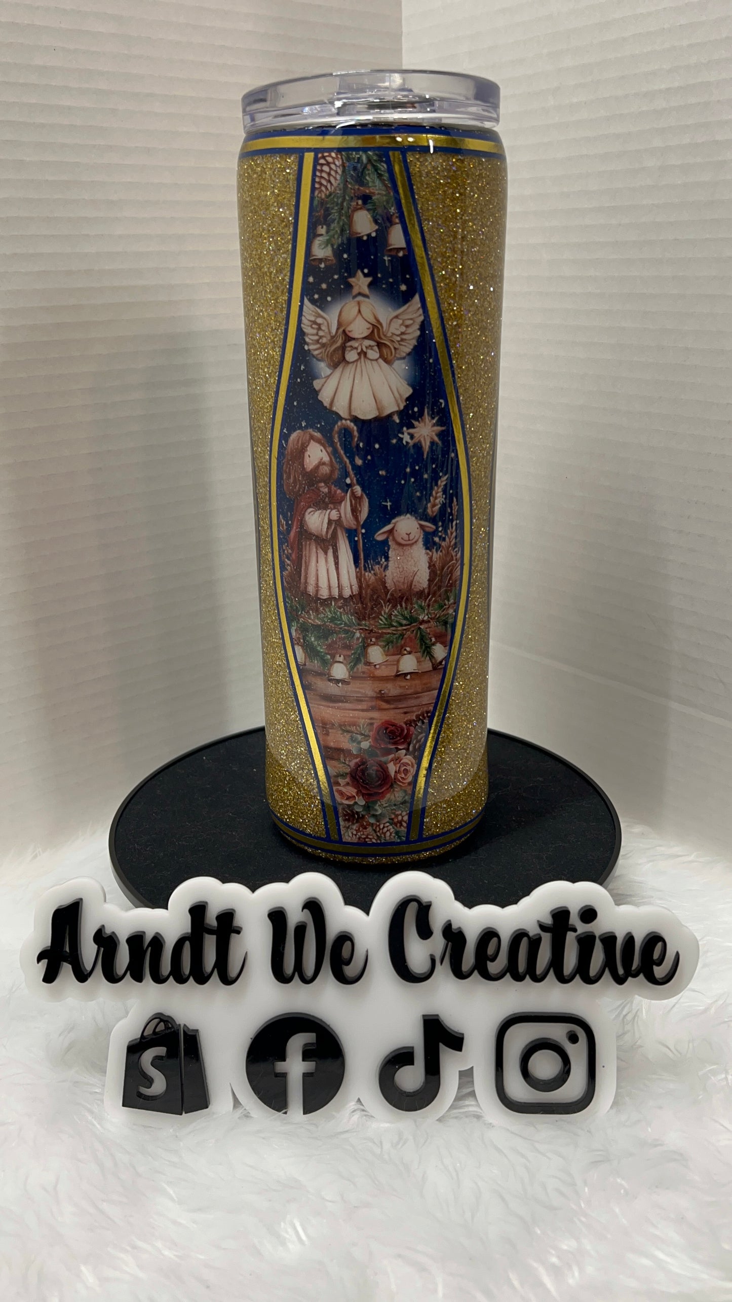 Ready to Ship - 30oz Skinny Tumbler (Christmas Hourglass Nativity)