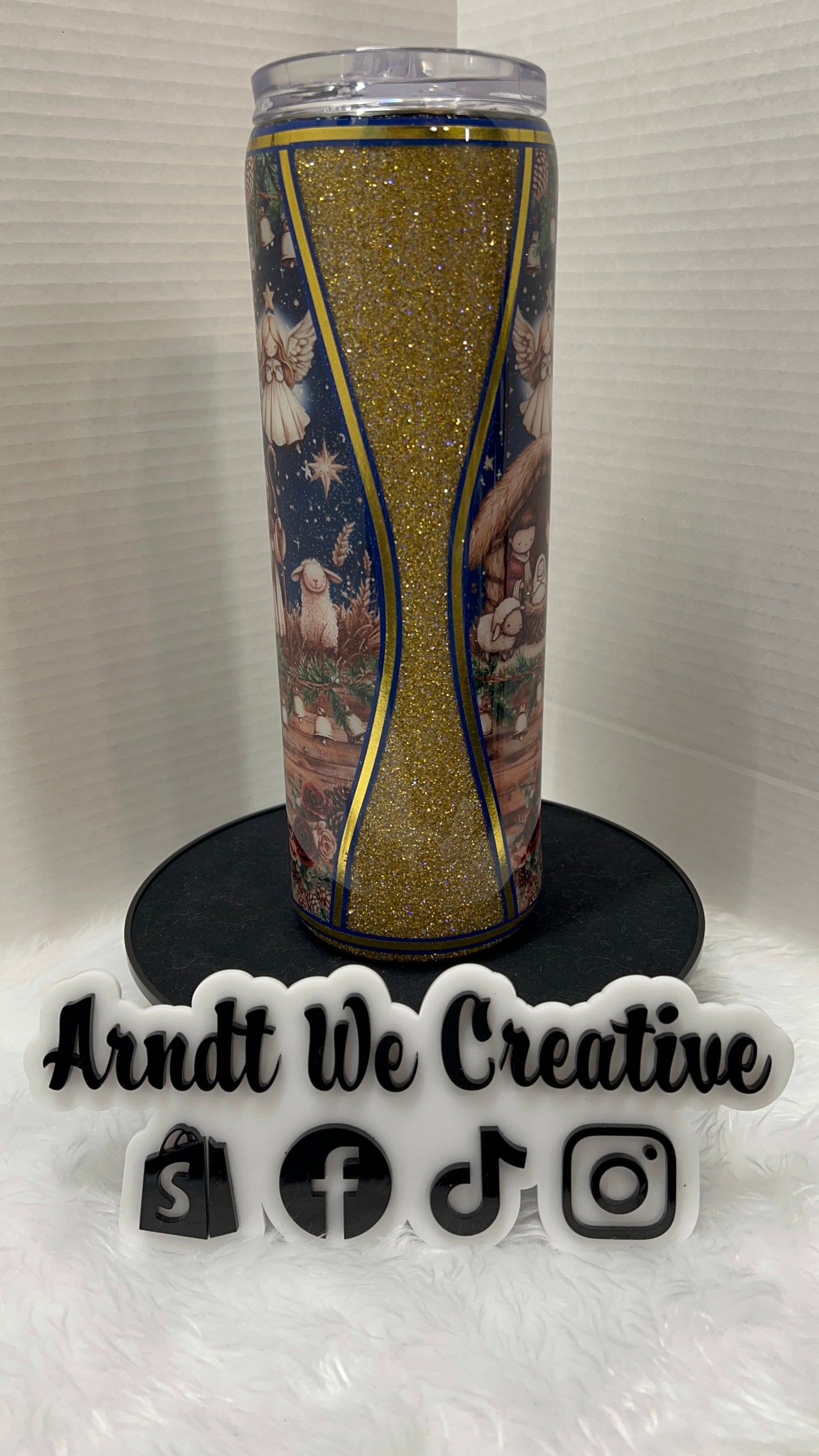 Ready to Ship - 30oz Skinny Tumbler (Christmas Hourglass Nativity)