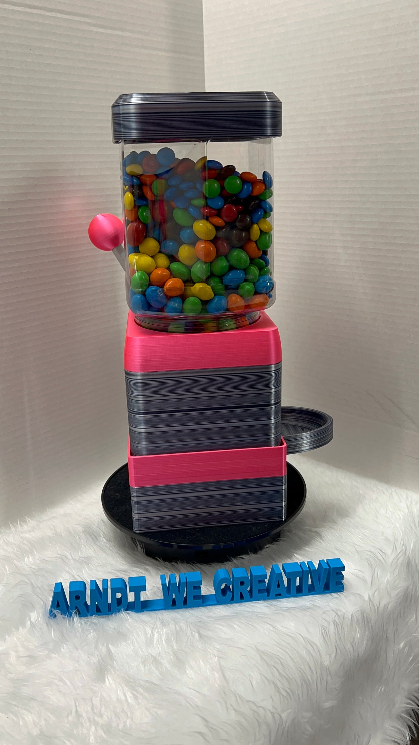 3D Printed Candy Machine (Full Set: riser, lid, plastic jar)