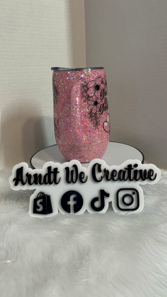 Ready to Ship - 16oz Stemmy (pink glitter Jesus)
