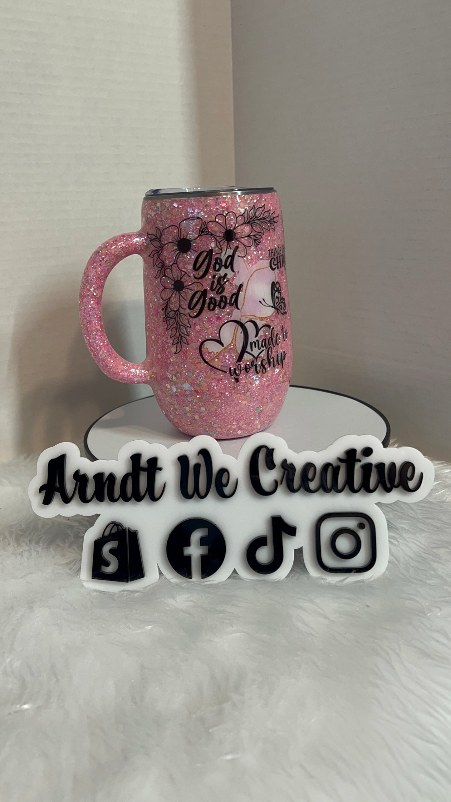 Ready to Ship - 16oz Stemmy (pink glitter Jesus)