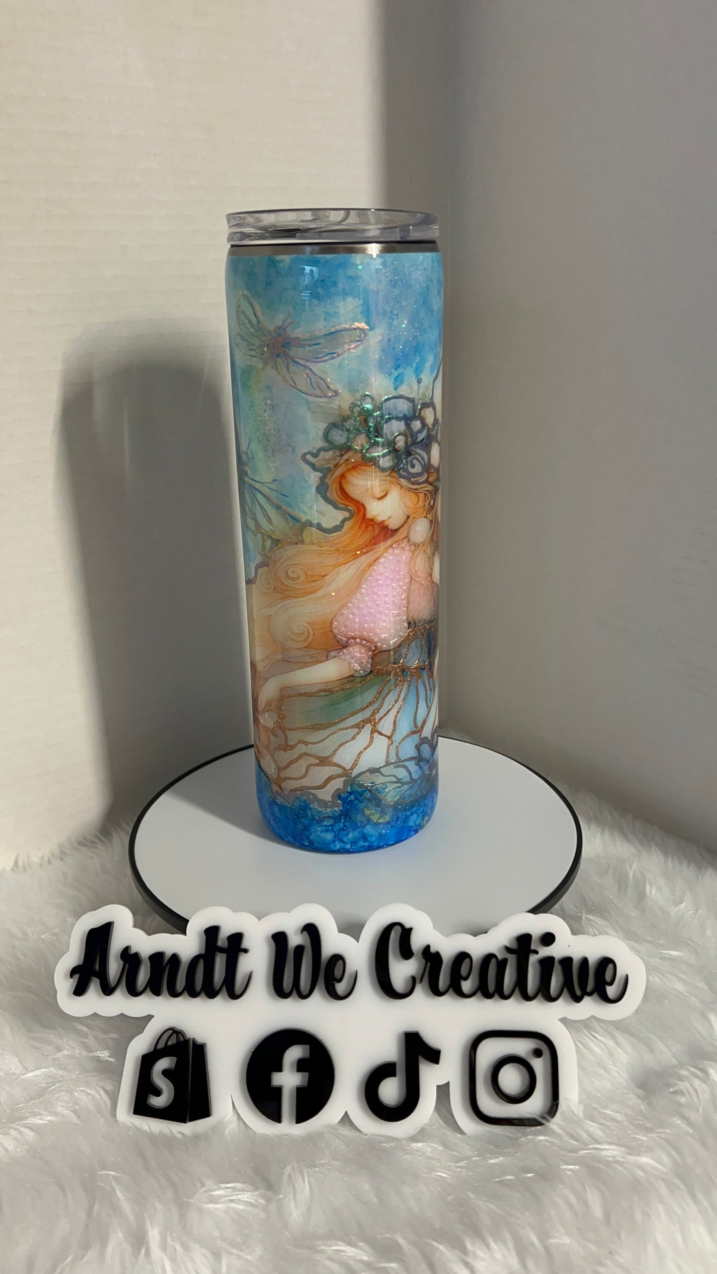 Ready to Ship - 30oz Skinny Tumbler (Fairy with Dragonfly)