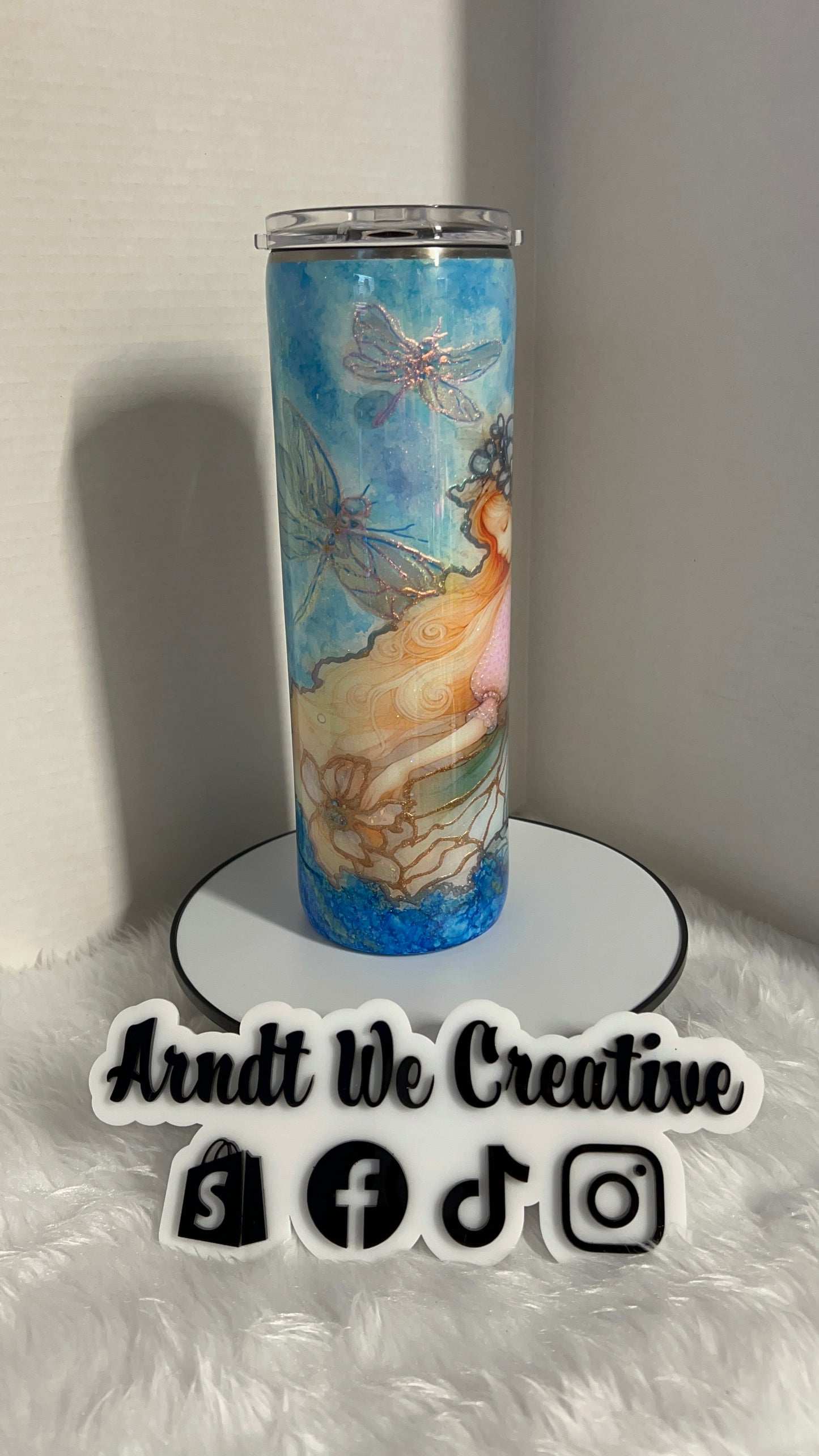 Ready to Ship - 30oz Skinny Tumbler (Fairy with Dragonfly)
