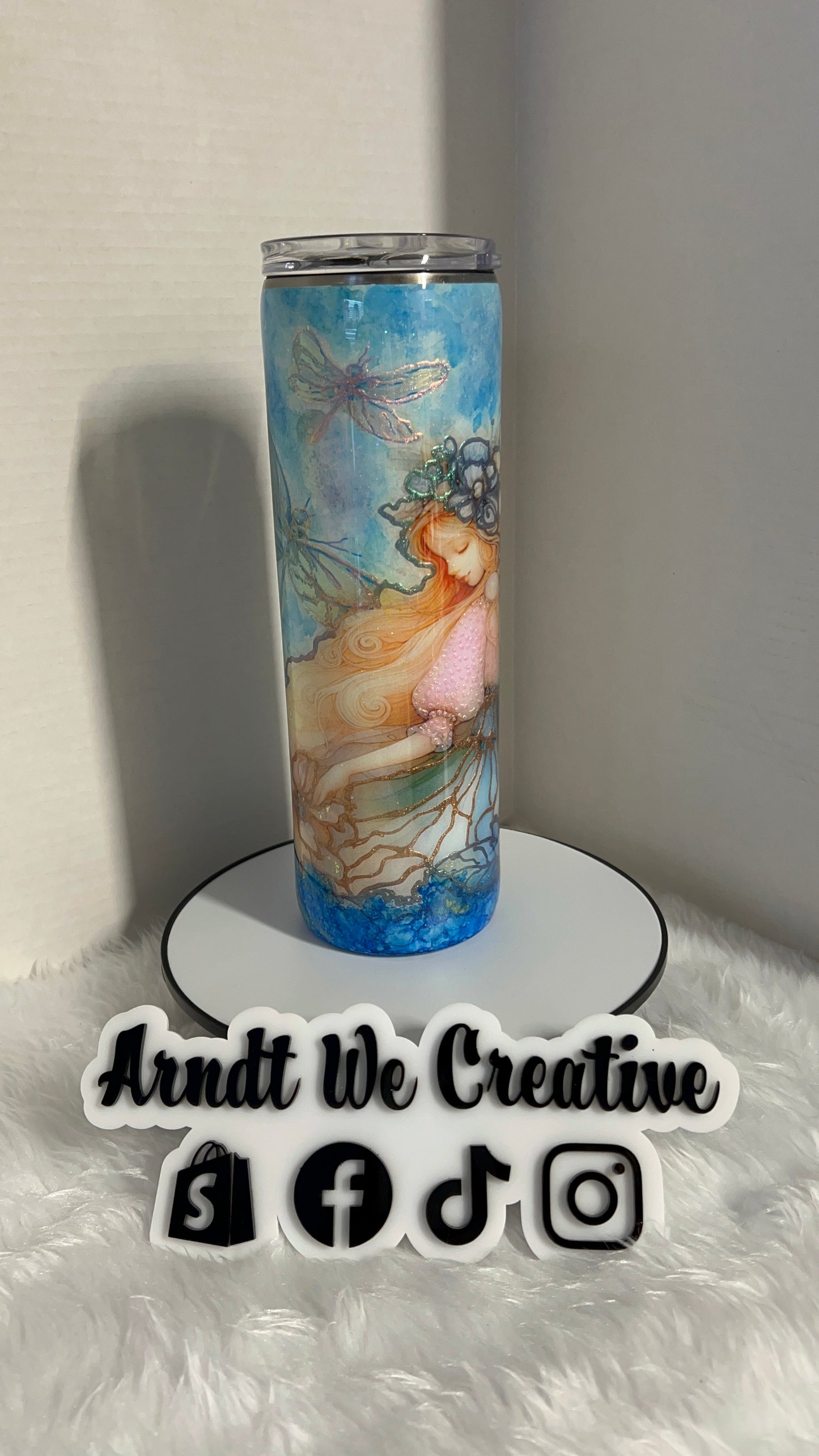Ready to Ship - 30oz Skinny Tumbler (Fairy with Dragonfly)