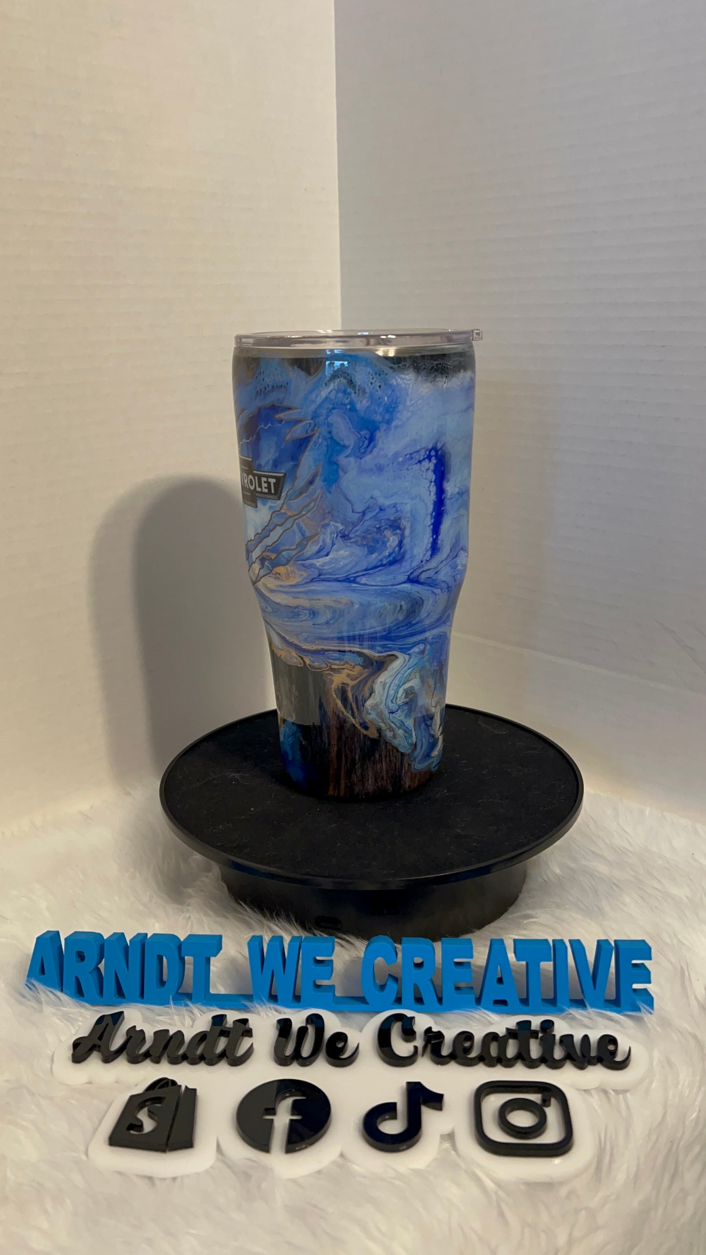 Ready to Ship - 30oz Modern Curve Tumbler (Alcohol Ink Swirl with Woodgrain)