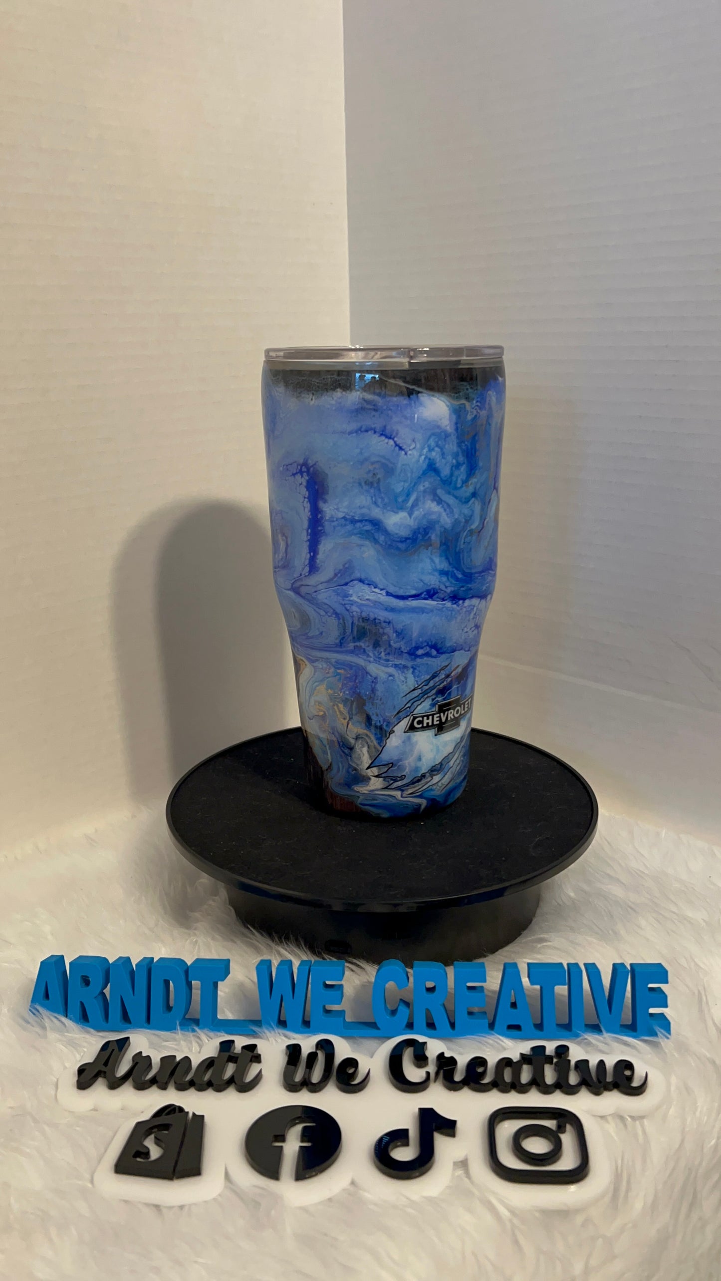 Ready to Ship - 30oz Modern Curve Tumbler (Alcohol Ink Swirl with Woodgrain)