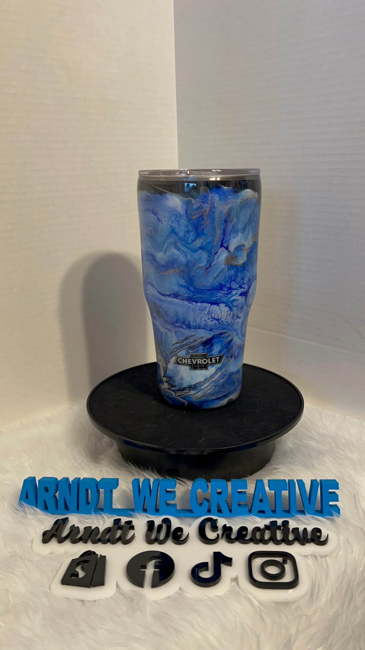 Ready to Ship - 30oz Modern Curve Tumbler (Alcohol Ink Swirl with Woodgrain)