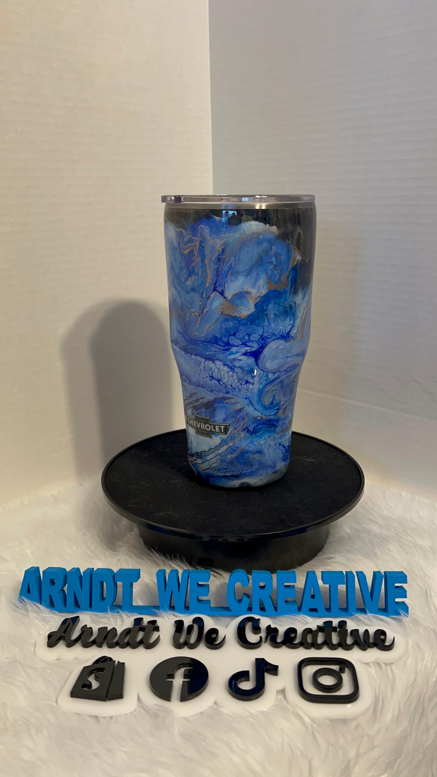 Ready to Ship - 30oz Modern Curve Tumbler (Alcohol Ink Swirl with Woodgrain)