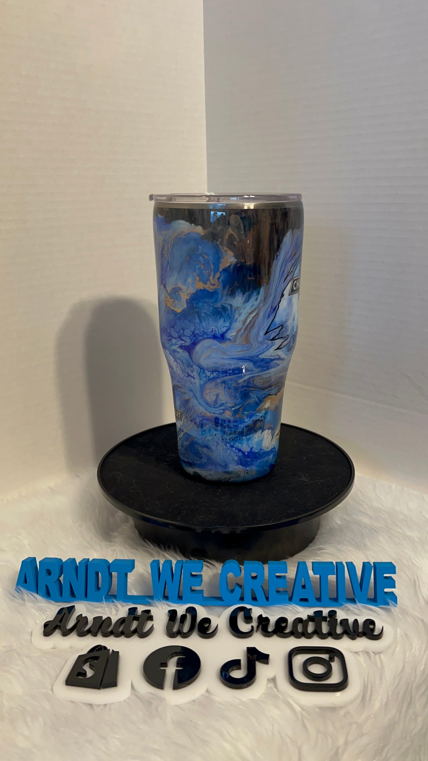Ready to Ship - 30oz Modern Curve Tumbler (Alcohol Ink Swirl with Woodgrain)