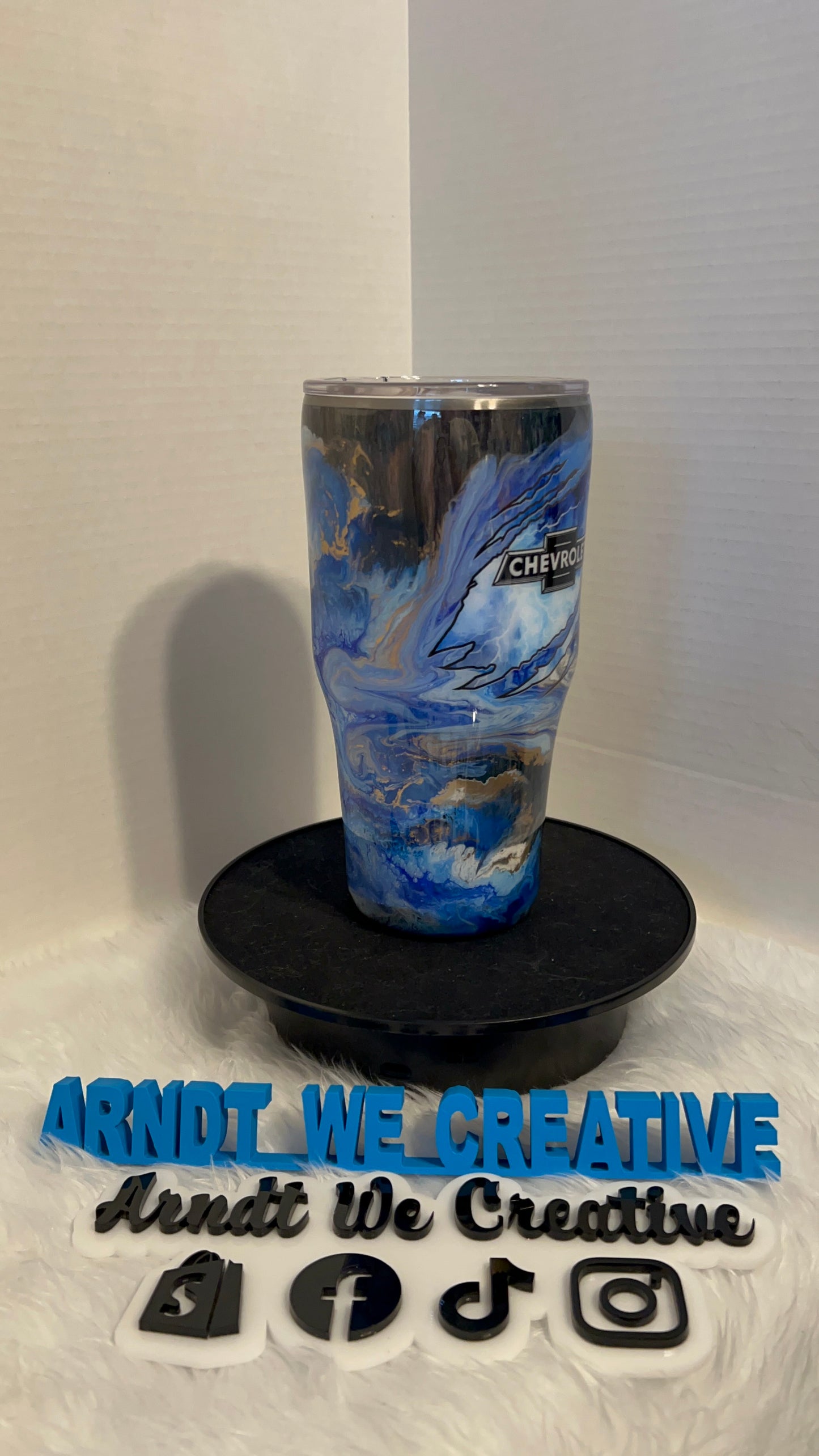 Ready to Ship - 30oz Modern Curve Tumbler (Alcohol Ink Swirl with Woodgrain)