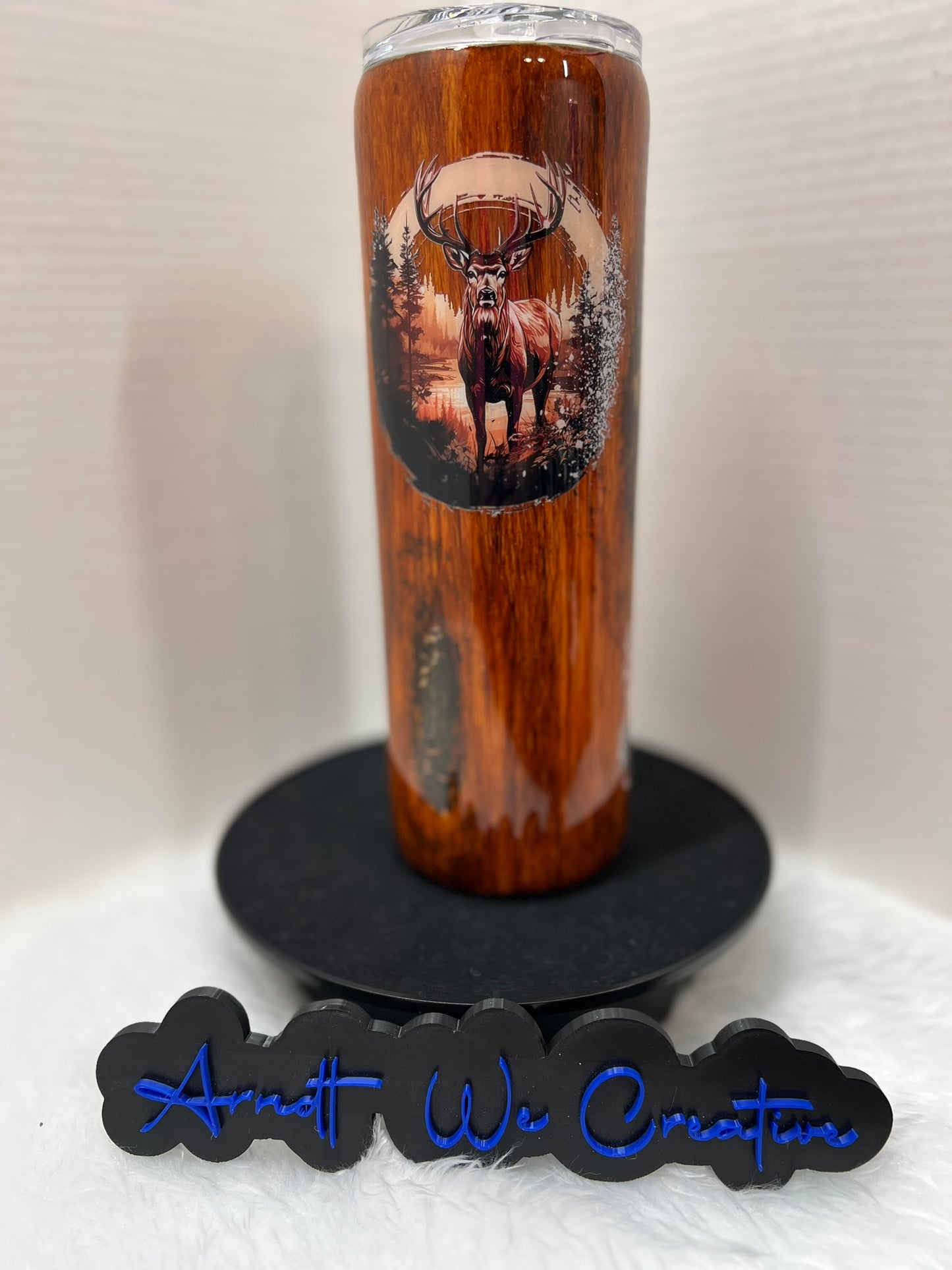 Ready to Ship - 30oz Skinny Tumbler (Woodgrain Deer)