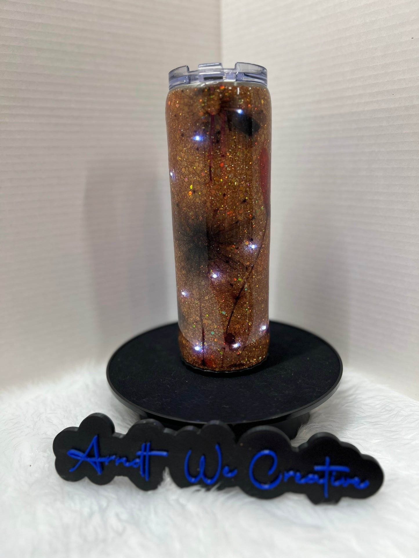Ready to Ship - 20oz Skinny Tumbler (Copper Flowers [Lighted])