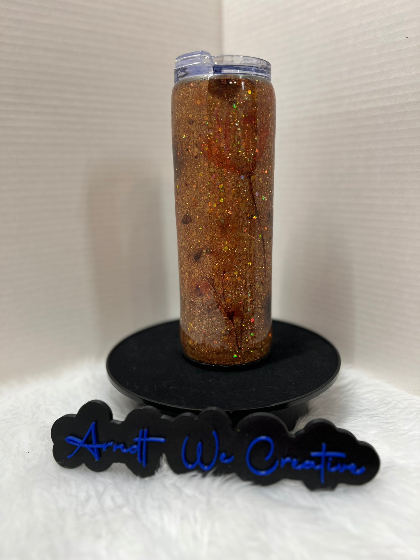 Ready to Ship - 20oz Skinny Tumbler (Copper Flowers [Lighted])