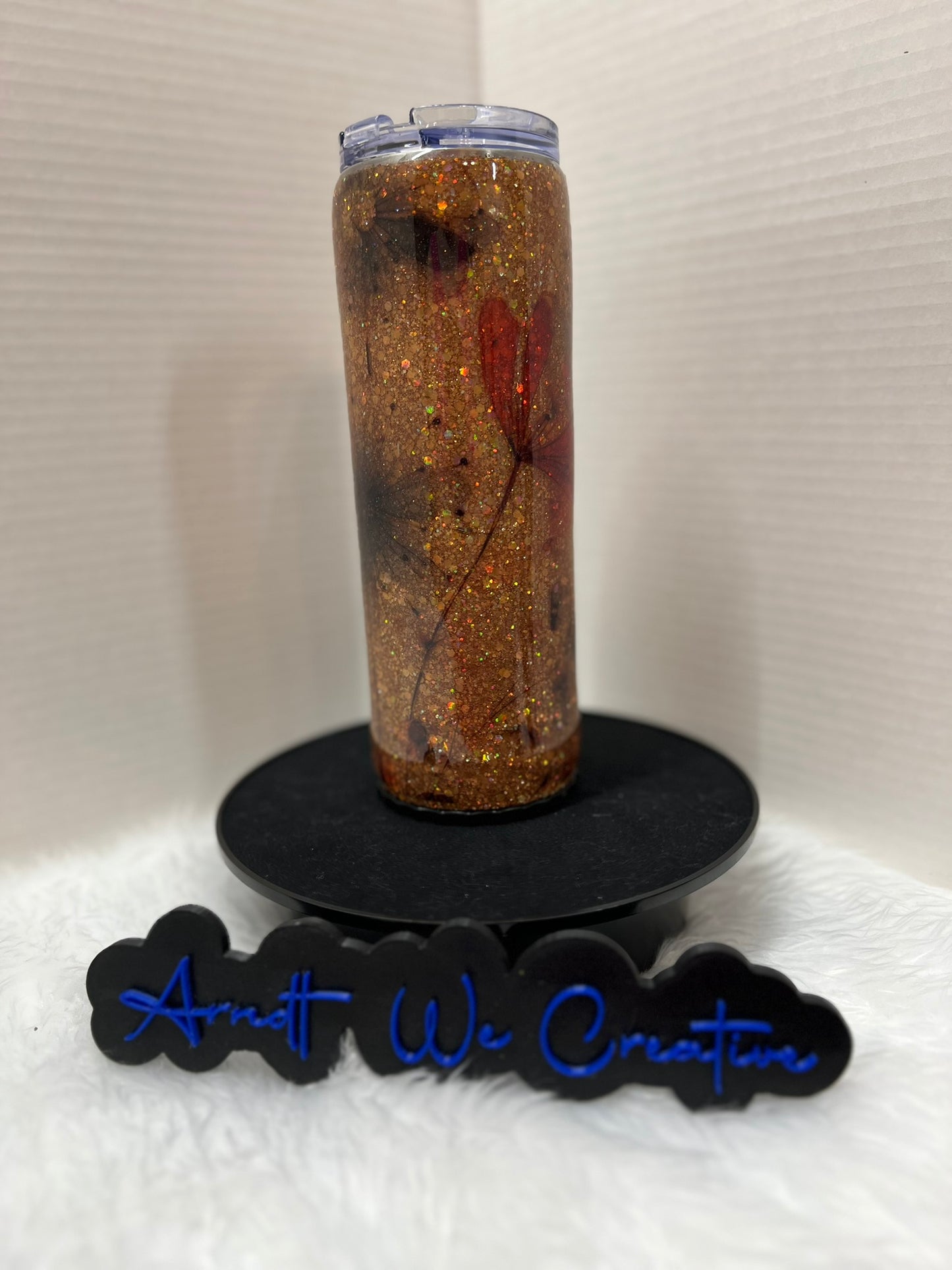 Ready to Ship - 20oz Skinny Tumbler (Copper Flowers [Lighted])
