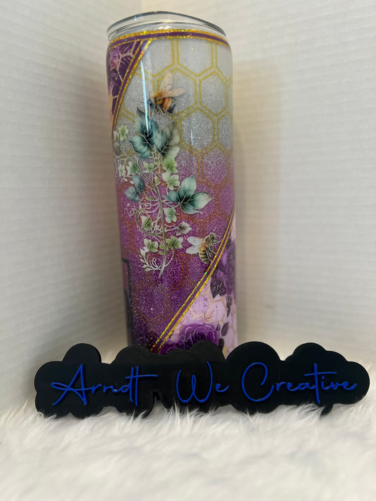 Ready to Ship - 30oz Skinny Tumbler (Purple ombre, Be Kind Honeycomb)
