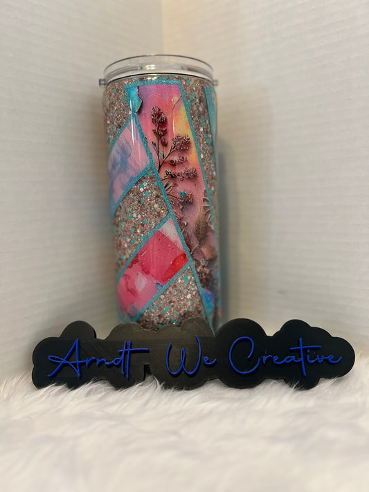 Ready to Ship - 25oz Skinny Tumbler (Abstract Teal & Copper)