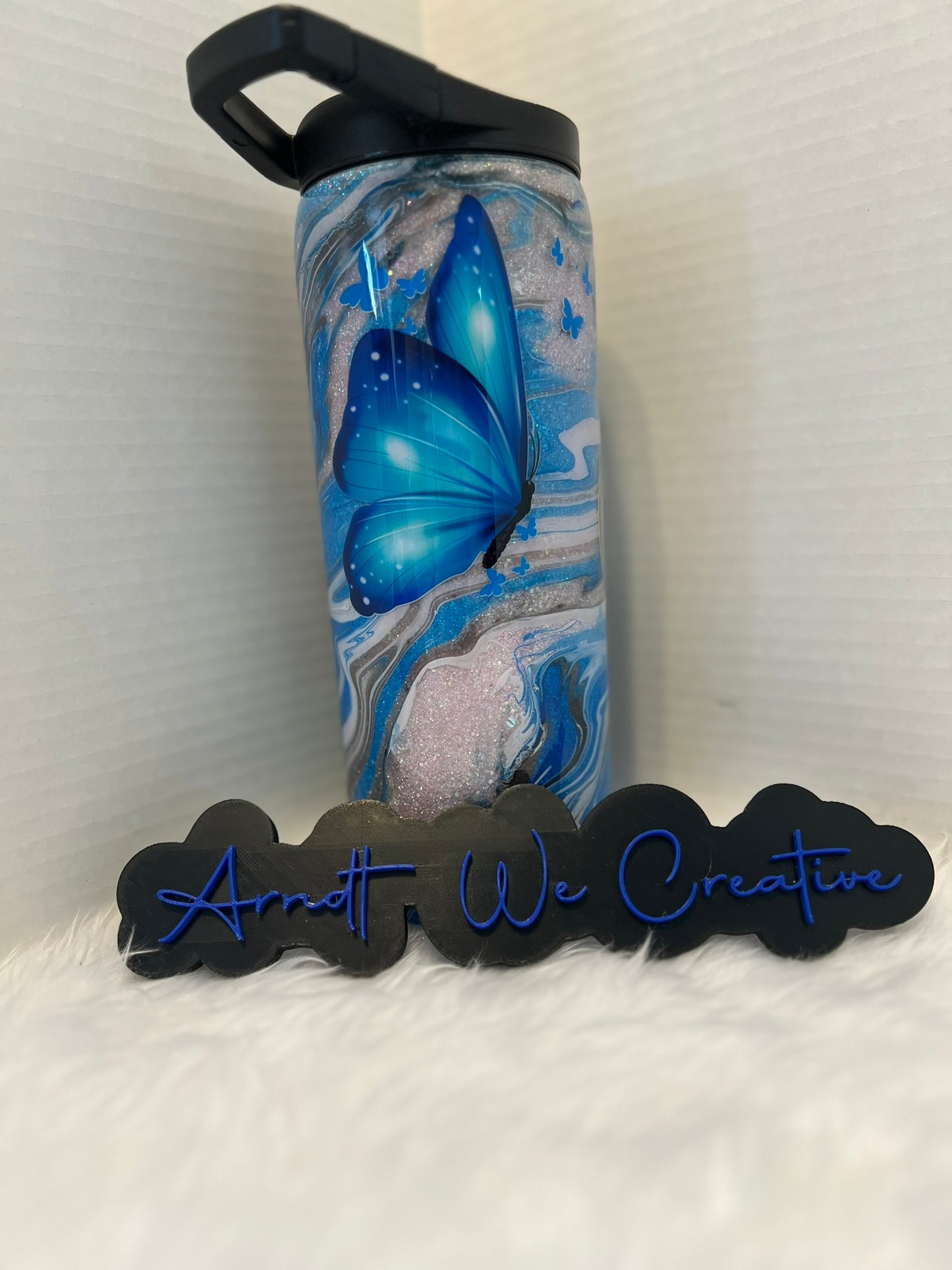 Ready to Ship - 25oz Skinny Tumbler (Believe Butterfly Hydrodip)