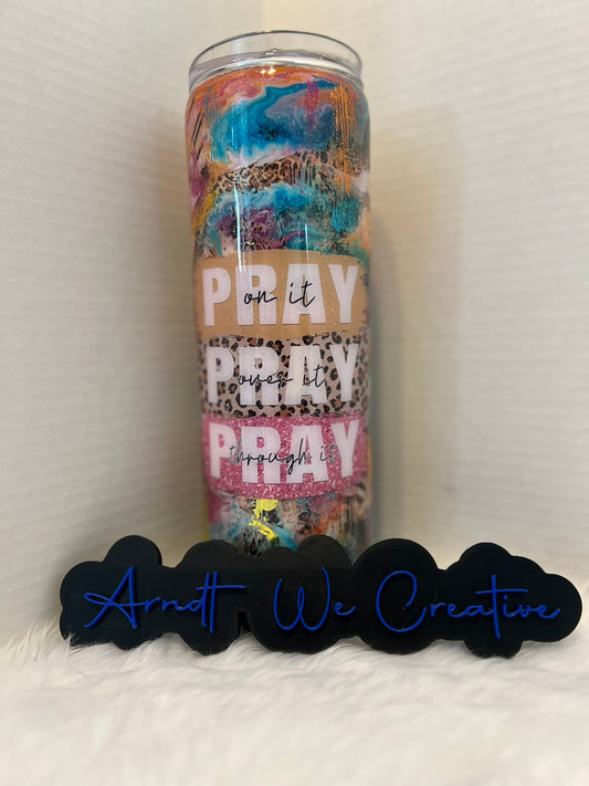 Ready to Ship - 30oz Skinny Tumbler (Pray alcohol ink abstract)