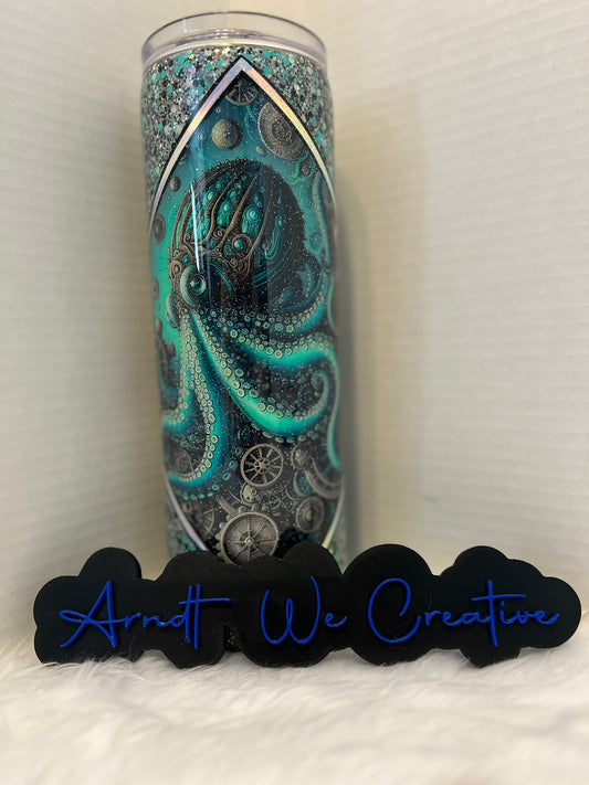 Ready to Ship - 30oz Skinny Tumbler (Octopus, glow lines)