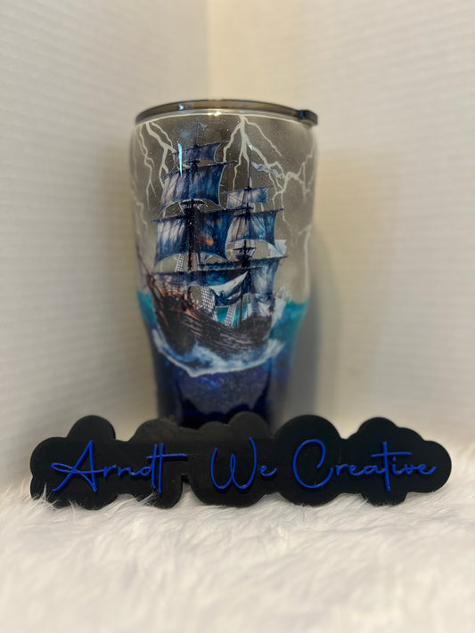 Ready to Ship - 30oz Modern Curve Tumbler (Lightning Storm, glow)