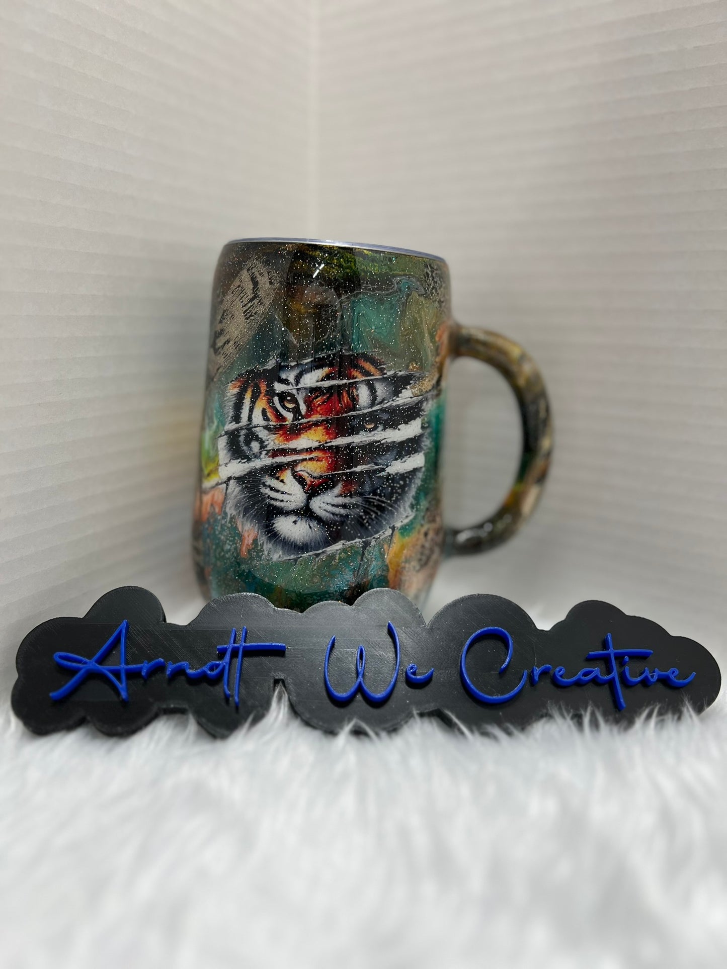 Ready to Ship - 16oz Stemmy (Tiger alcohol ink)