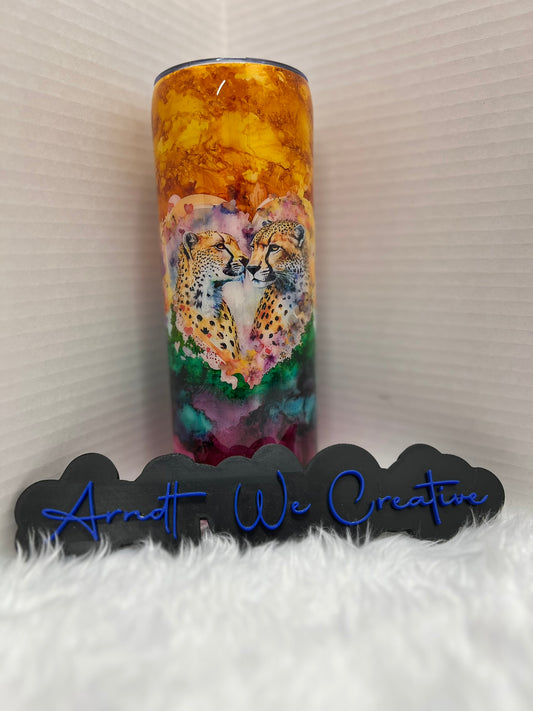 Ready to Ship - 20oz Skinny Tumbler (Cheetah Love)