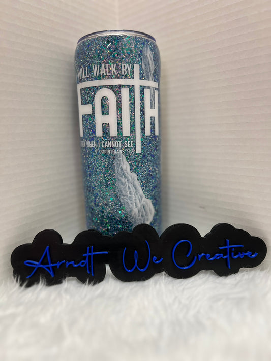 Ready to Ship - 20oz Skinny Tumbler (Beach Walk by Faith)