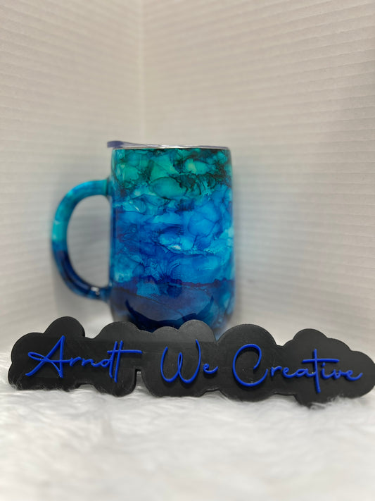 Ready to Ship - 16oz Stemmy (Blue Alcohol Inks)
